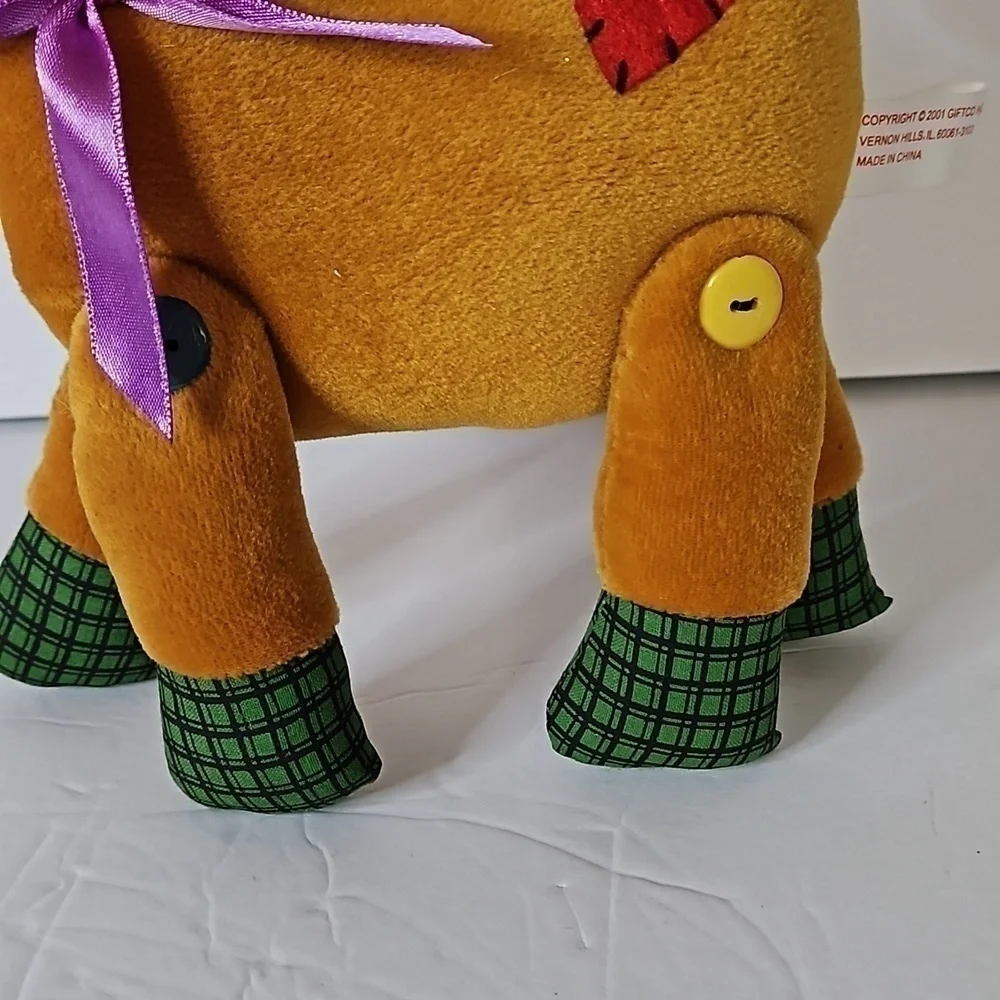 Vintage 2001 REINDEER Red Noise Patchwork Plush Pre-owned